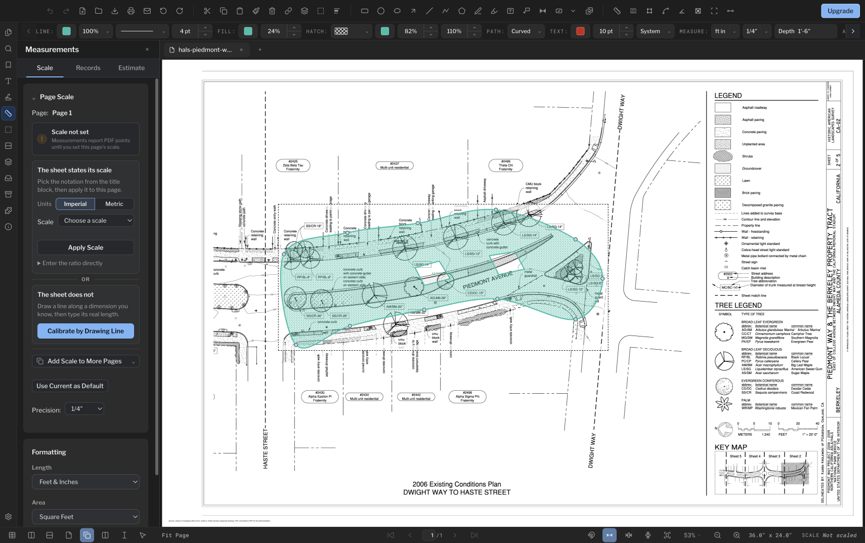 PolyPDF 1.4 Auto Area showing an enclosed room area with a resized cutout and helper dimensions